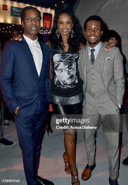 Rapper A$AP Rocky and actor Shameik Moore attend the after party for the Los Angeles premiere of "Dope" in partnership with the Los Angeles Film...