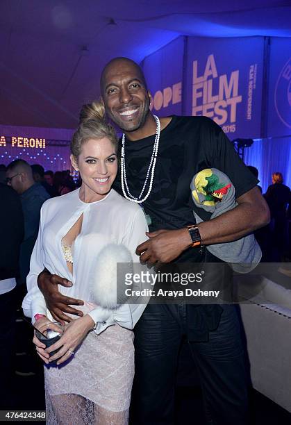 Sandra Taylor and John Salley attend the after party for the Los Angeles premiere of "Dope" in partnership with the Los Angeles Film Festival at...