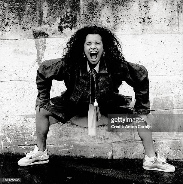 Singer Neneh Cherry is photographed for Elle magazine on October 20, 1992 in Paris, France.