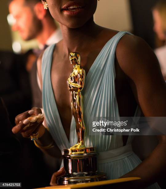 Actress Lupita Nyong'o, winner of Best Performance by an Actress in a Supporting Role backstage during the Oscars held at Dolby Theatre on March 2,...
