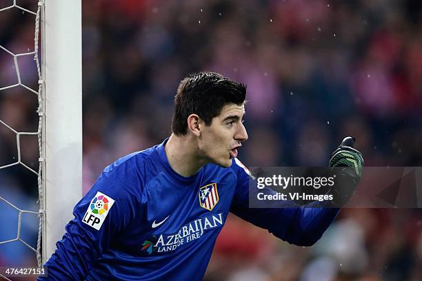 Thibaut Courtois of Atletico Madrid during the Spanish Primera División match between Atletico Madrid and Real Madrid at Estadio Vicente Calderón on...