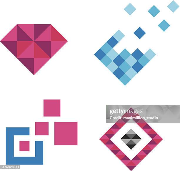collection of luxury royal diamond jewelry logo pixels - diamond shapes 幅插畫檔、美工圖案、卡通及圖標