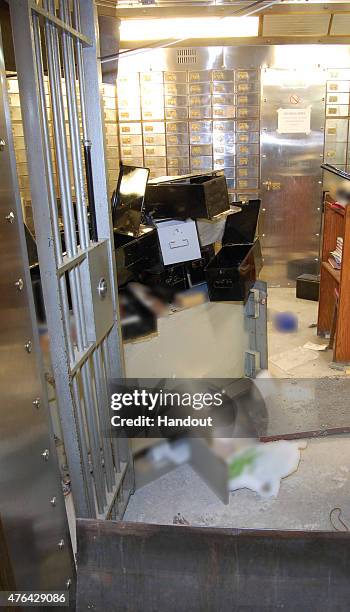This handout image supplied by the Metropolitan Police, shows a view of the vault at Hatton Garden Safe Deposit Limited following the Easter weekend...