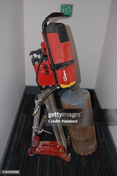 This handout image supplied by the Metropolitan Police, shows the drill used at Hatton Garden Safe Deposit Limited following the Easter weekend...