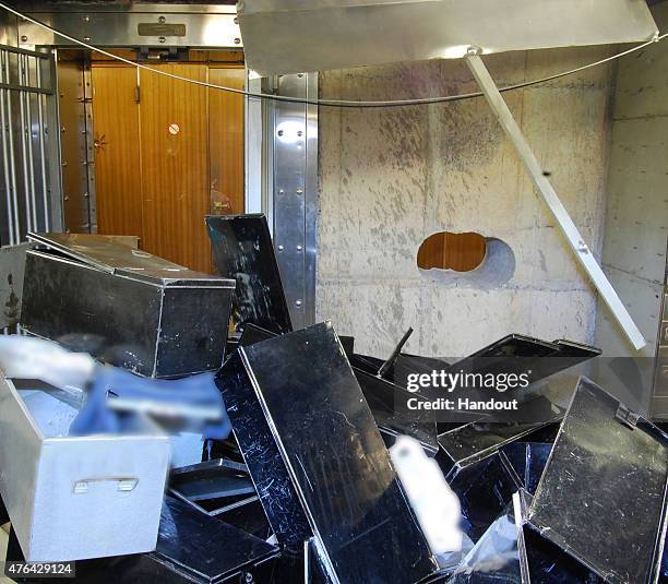 This handout image supplied by the Metropolitan Police, shows a view of the vault at Hatton Garden Safe Deposit Limited following the Easter weekend...