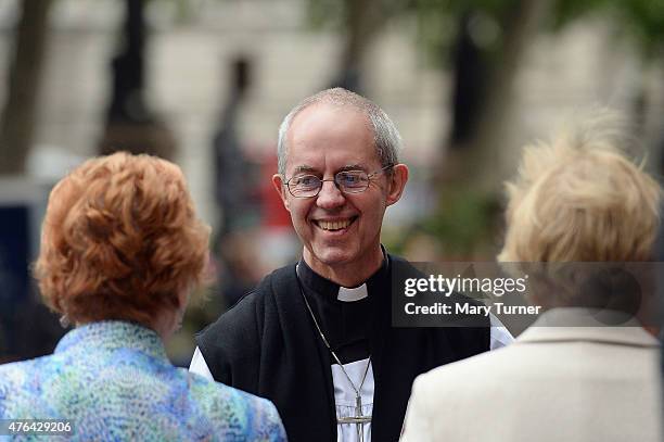The Rev Justin Welby, the Archbishop of Canterbury speaks to Members of Parliament and civil servants working in Westminster after the Service for...