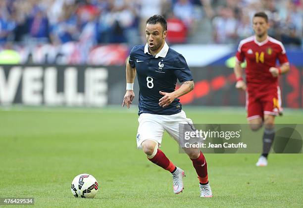 Mathieu Valbuena of France in action during the international friendly match between France and Belgium at Stade de France on June 7, 2015 in...