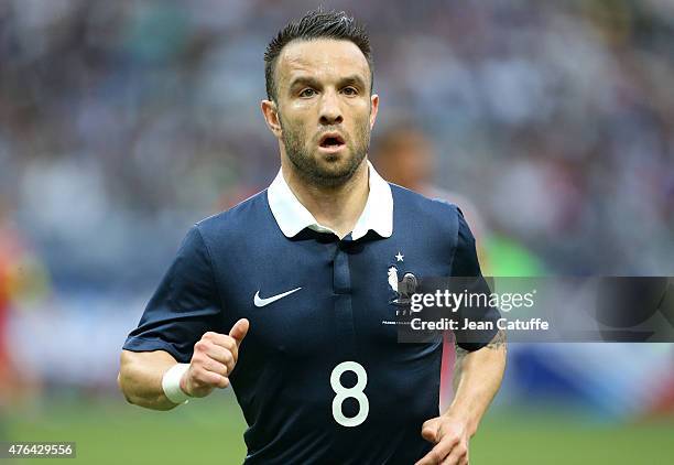 Mathieu Valbuena of France in action during the international friendly match between France and Belgium at Stade de France on June 7, 2015 in...