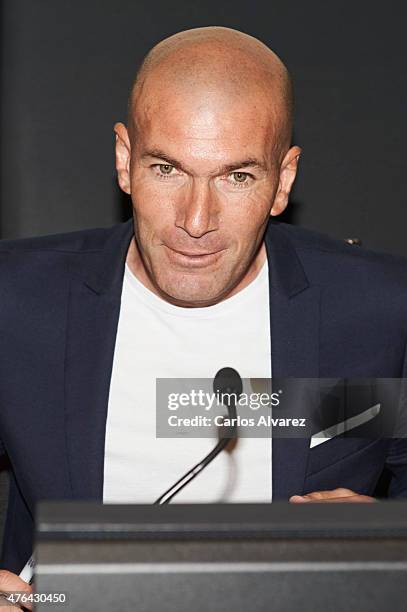 Zinedine Zidane attends the 10th "Prix Dialogo a la Amistad Hispano-Francesa" photocall at the Uria Menendez Auditorium on June 9, 2015 in Madrid,...