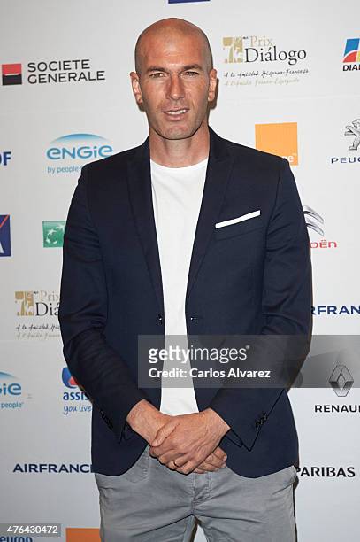 Zinedine Zidane attends the 10th "Prix Dialogo a la Amistad Hispano-Francesa" photocall at the Uria Menendez Auditorium on June 9, 2015 in Madrid,...