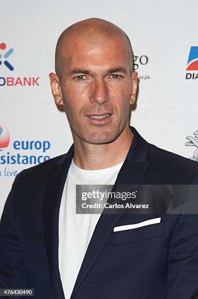 Zinedine Zidane attends the 10th "Prix Dialogo a la Amistad Hispano-Francesa" photocall at the Uria Menendez Auditorium on June 9, 2015 in Madrid,...