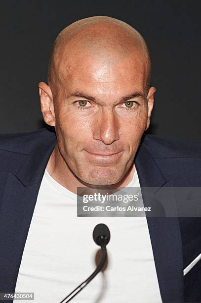 Zinedine Zidane attends the 10th "Prix Dialogo a la Amistad Hispano-Francesa" photocall at the Uria Menendez Auditorium on June 9, 2015 in Madrid,...