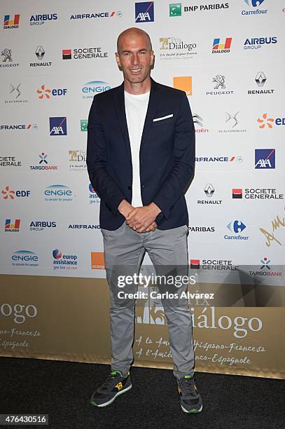 Zinedine Zidane attends the 10th "Prix Dialogo a la Amistad Hispano-Francesa" photocall at the Uria Menendez Auditorium on June 9, 2015 in Madrid,...