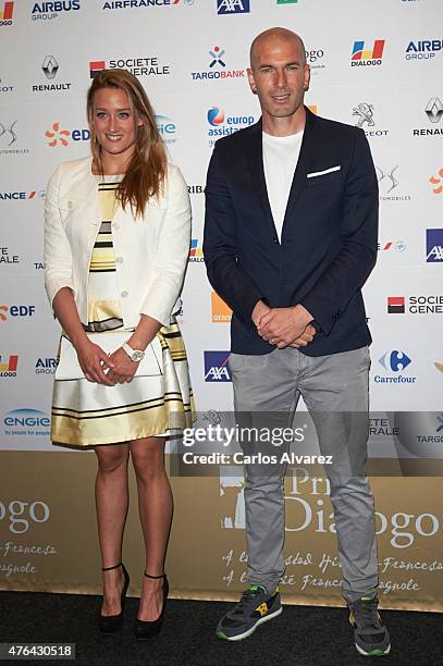 Mireia Belmonte and Zinedine Zidane attend the 10th "Prix Dialogo a la Amistad Hispano-Francesa" photocall at the Uria Menendez Auditorium on June 9,...