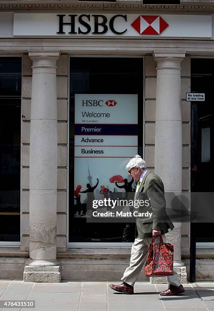 Branch of HSBC is seen on the high street in Salisbury city centre on June 9, 2015 in Wiltshire, England. Europe's biggest bank is to cut thousands...