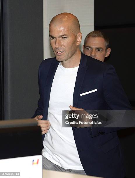 Zinedine Zidane attends a press conference for the 'XII Edicion del Prix Dialogo a la Amistad Hispano-Francesa' at the Auditorio Uria Menendez on...