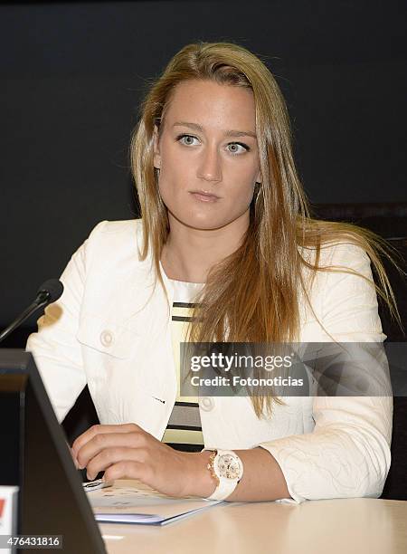 Mireia Belmonte attends a press conference for the 'XII Edicion del Prix Dialogo a la Amistad Hispano-Francesa' at the Auditorio Uria Menendez on...