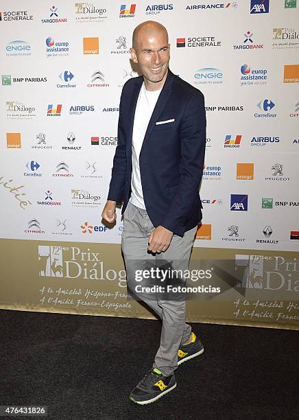 Zinedine Zidane attends a press conference for the 'XII Edicion del Prix Dialogo a la Amistad Hispano-Francesa' at the Auditorio Uria Menendez on...