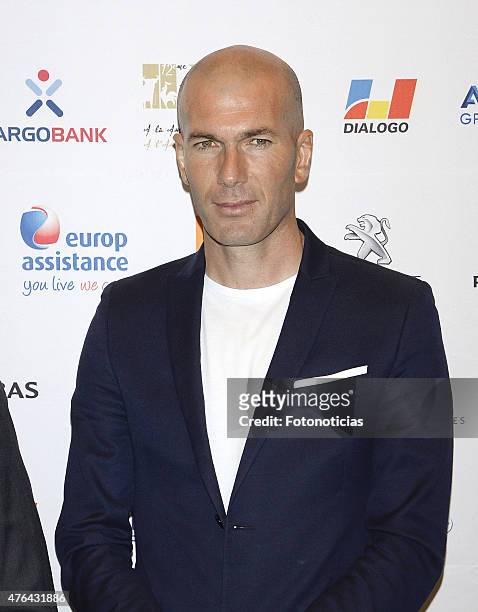Zinedine Zidane attends a press conference for the 'XII Edicion del Prix Dialogo a la Amistad Hispano-Francesa' at the Auditorio Uria Menendez on...