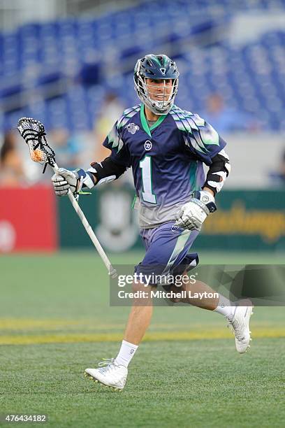 Joe Walters of the Chesapeake Bayhawks runs with the ball during a MLL lacrosse game against the Denver Outlaws at Navy-Marine Corps Memorial Stadium...