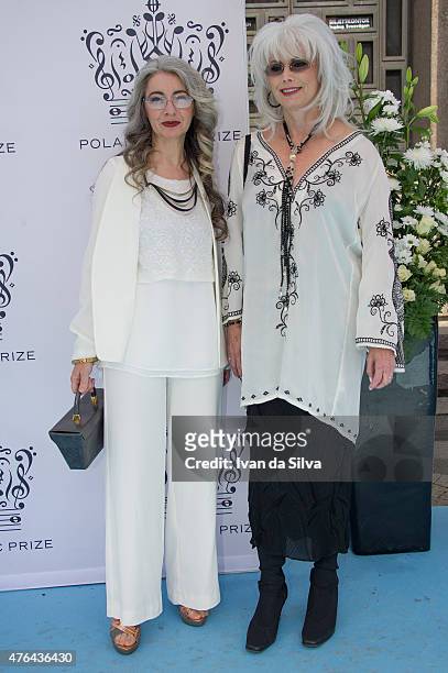 Percussionist Evelyn Glennie and country singer Emmylou Harris attend Polar Music Prize at Stockholm Concert Hall on June 9, 2015 in Stockholm,...
