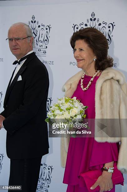 Queen Silvia of Sweden and King Carl Gustaf of Sweden attend Polar Music Prize at Stockholm Concert Hall on June 9, 2015 in Stockholm, Sweden.