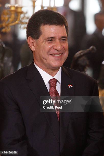 President of Paraguay Horacio Manuel Cartes Jara at the Royal Palace on June 9, 2015 in Madrid, Spain.