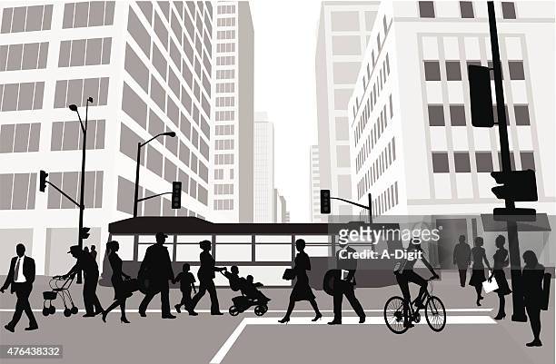 city block pedestrians - commuter 幅插畫檔、美工圖案、卡通及圖標