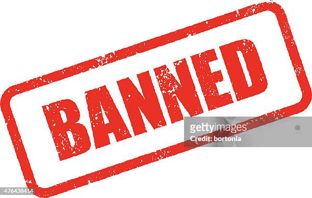 banned rubber stamp ink imprint icon (transparent background) - exclusion concept stock illustrations