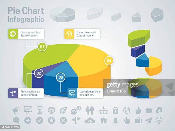 ilustraciones, imágenes clip art, dibujos animados e iconos de stock de diagrama circular negocio infografía - three dimensional stock illustrations