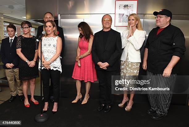 Melissa Rivers speaks onstage with Cooper Endicott, Nancy Mahon, John Demsey, Karen Pearl, Michael Kors, Blaine Trump and Chuck Piekarski during the...