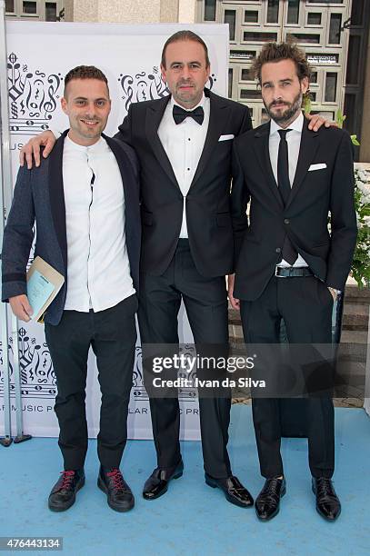 Oscar Lindros, Jonas Wikstrom and Carl Dahlgren attend Polar Music Prize at Stockholm Concert Hall on June 9, 2015 in Stockholm, Sweden.