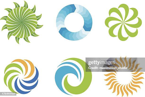 bildbanksillustrationer, clip art samt tecknat material och ikoner med crazy beautifl green nature circles logo design symbol - spiral virvlande