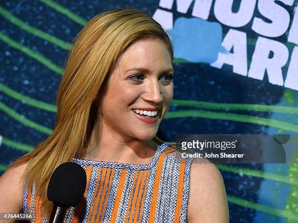 Actress Brittany Snow is interviewed at the 2015 CMT Music Awards Press Preview Day on June 9, 2015 in Nashville, Tennessee.