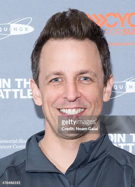 Personality Seth Meyers attends 2014 "Cycle For Survival" Benefit Ride at Equinox Rock Center on March 2, 2014 in New York City.