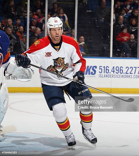 Krys Barch of the Florida Panthers skates against the New York Islanders at the Nassau Veterans Memorial Coliseum on March 2, 2014 in Uniondale, New...