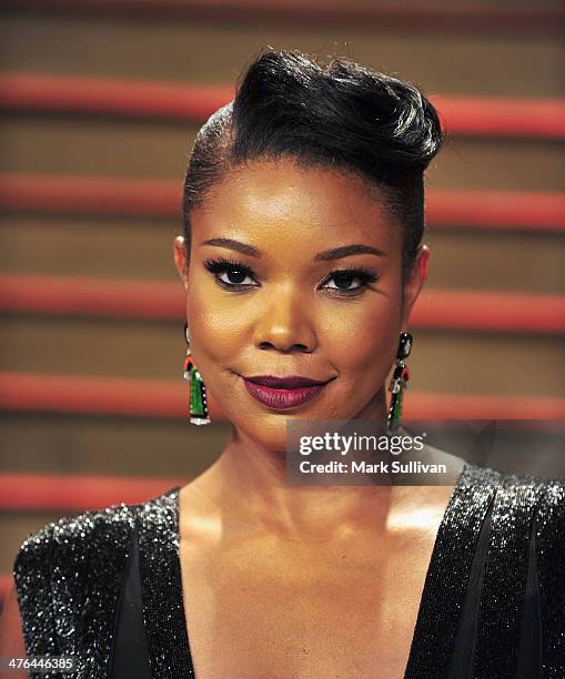 Actress Gabrielle Union arrives for the 2014 Vanity Fair Oscar Party hosted by Graydon Carter on March 2, 2014 in West Hollywood, California.