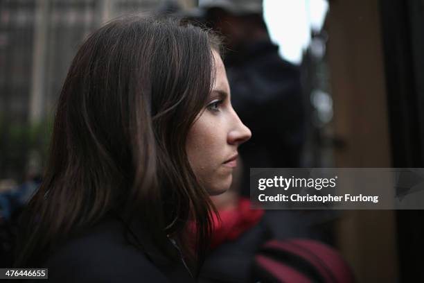 Aimee Pistorius, the sister of Oscar Pistorius leaves North Gauteng High Court at the end of the first day of his trial on March 3, 2014 in Pretoria,...