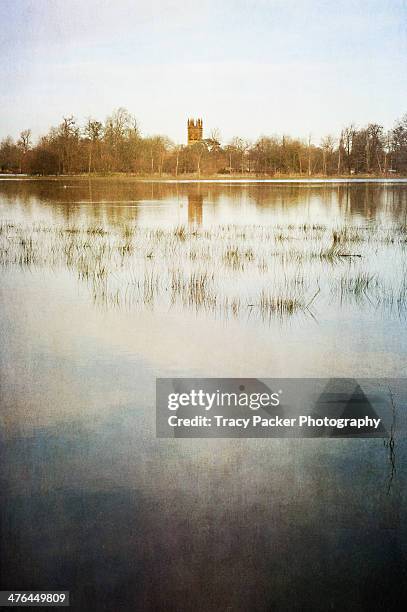 christ church (port) meadow - flooded - christchurch cathedral stock pictures, royalty-free photos & images