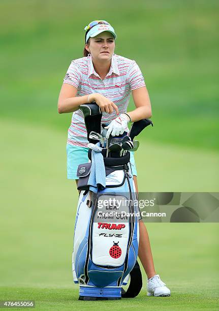 Lexi Thompson of the USA waits to play a shot during the pro-am as a preview for the 2015 KPMG Women's PGA Championship on the West Course at...