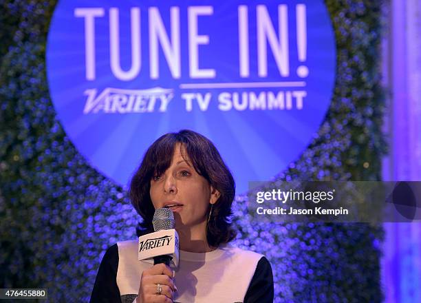 Studios America President Orly Adelson speaks at TUNE IN: Variety's TV Summit at the Four Seasons Hotel on June 9, 2015 in Los Angeles, California.