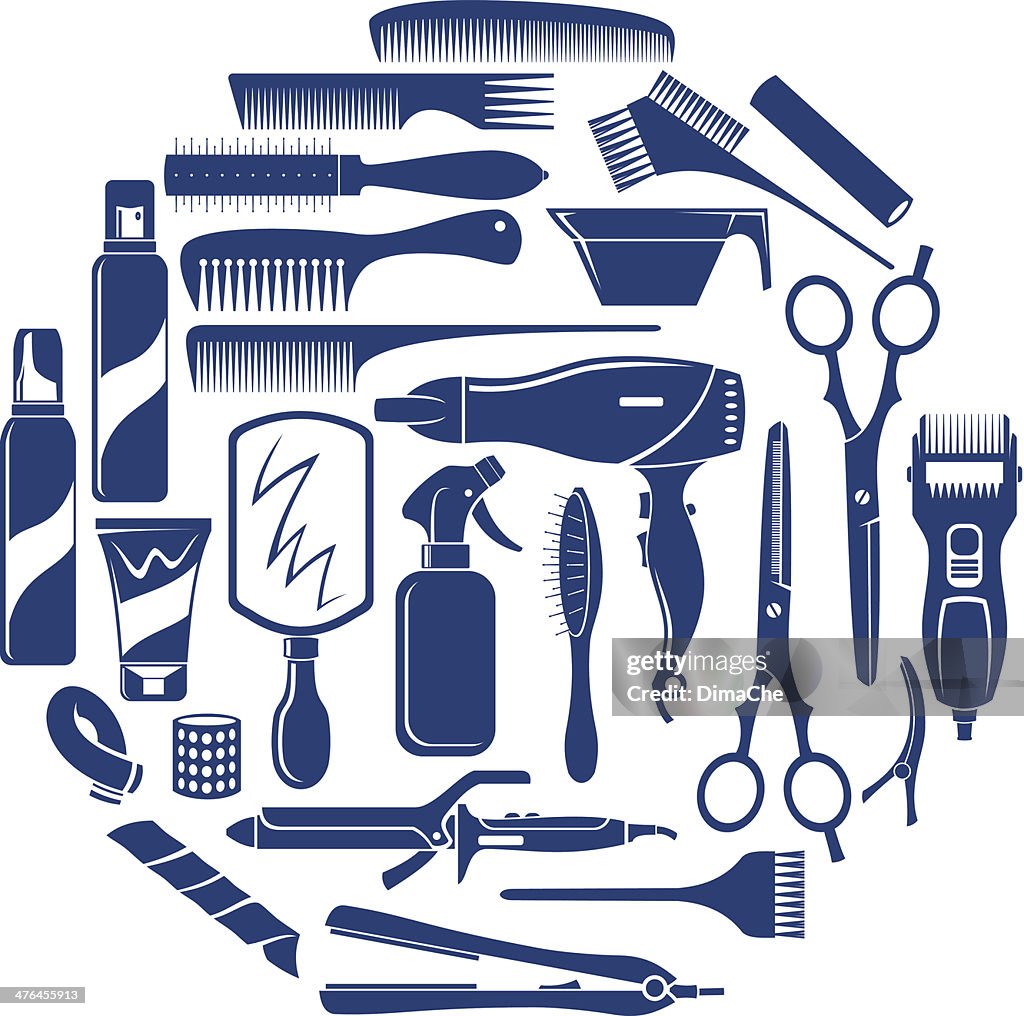 Hair care icons set