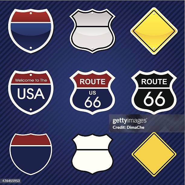stockillustraties, clipart, cartoons en iconen met road signs - interstate snelweg amerika