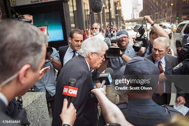 Former Republican Speaker of the House Dennis Hastert leaves the Dirksen Federal Courthouse following his arraignment on June 9, 2015 in Chicago,...