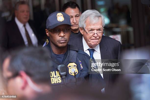 Former Republican Speaker of the House Dennis Hastert leaves the Dirksen Federal Courthouse following his arraignment on June 9, 2015 in Chicago,...