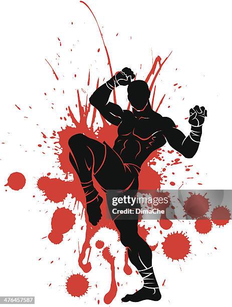 ilustraciones, imágenes clip art, dibujos animados e iconos de stock de luchador - kick boxing