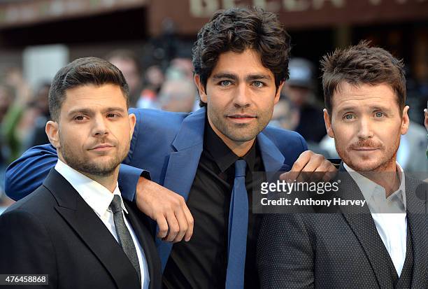 Jerry Ferrara, Adrian Grenier and Kevin Connolly attend the European Premiere of "Entourage" at Vue West End on June 9, 2015 in London, England.