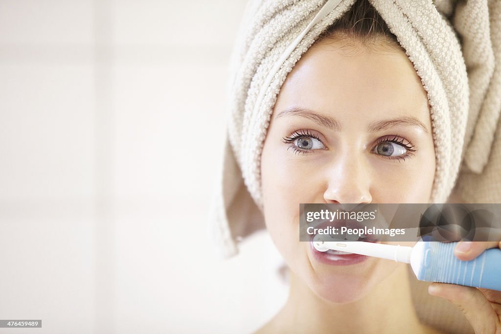 Keeping her teeth in great shape - Dental hygiene