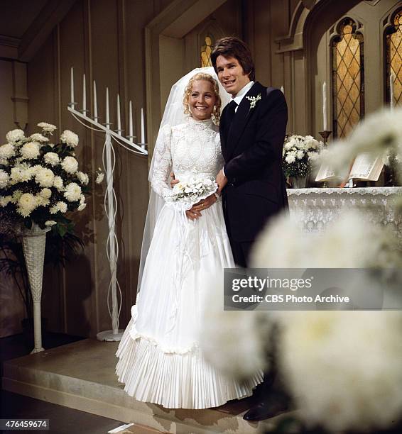 Trish Stewart and William Grey Espy on THE YOUNG AND THE RESTLESS. Image dated January 1, 1974.