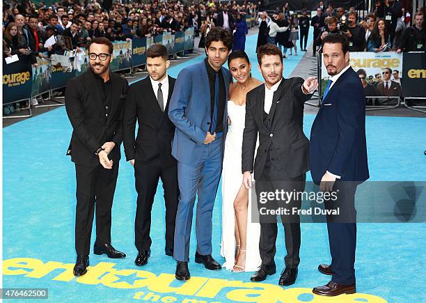 Jeremy Piven,Jerry Ferrara, Adrian Grenier, Emmanuelle Chriqui, Kevin Connolly and Kevin Dillon attend the 'Entourage' European Premiere at Vue West...